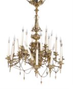 A French gilt metal eighteen light chandelier in Pompeian Revival style