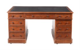 A Victorian mahogany partner's pedestal desk