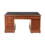 A Victorian mahogany partner's pedestal desk