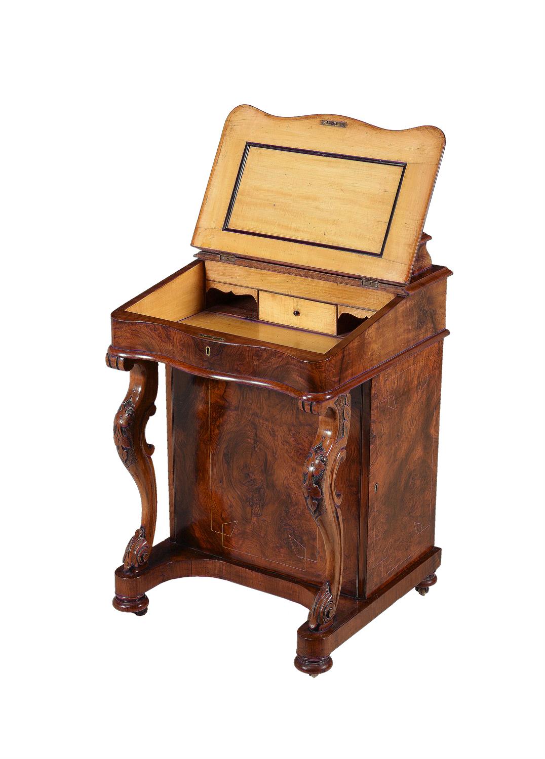 A Victorian walnut and inlaid Davenport - Image 5 of 7