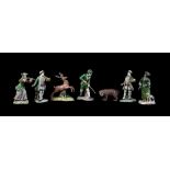 A group of seven Nymphenburg porcelain 'Frankenthal Hunt' figures