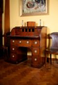 A mahogany cylinder desk