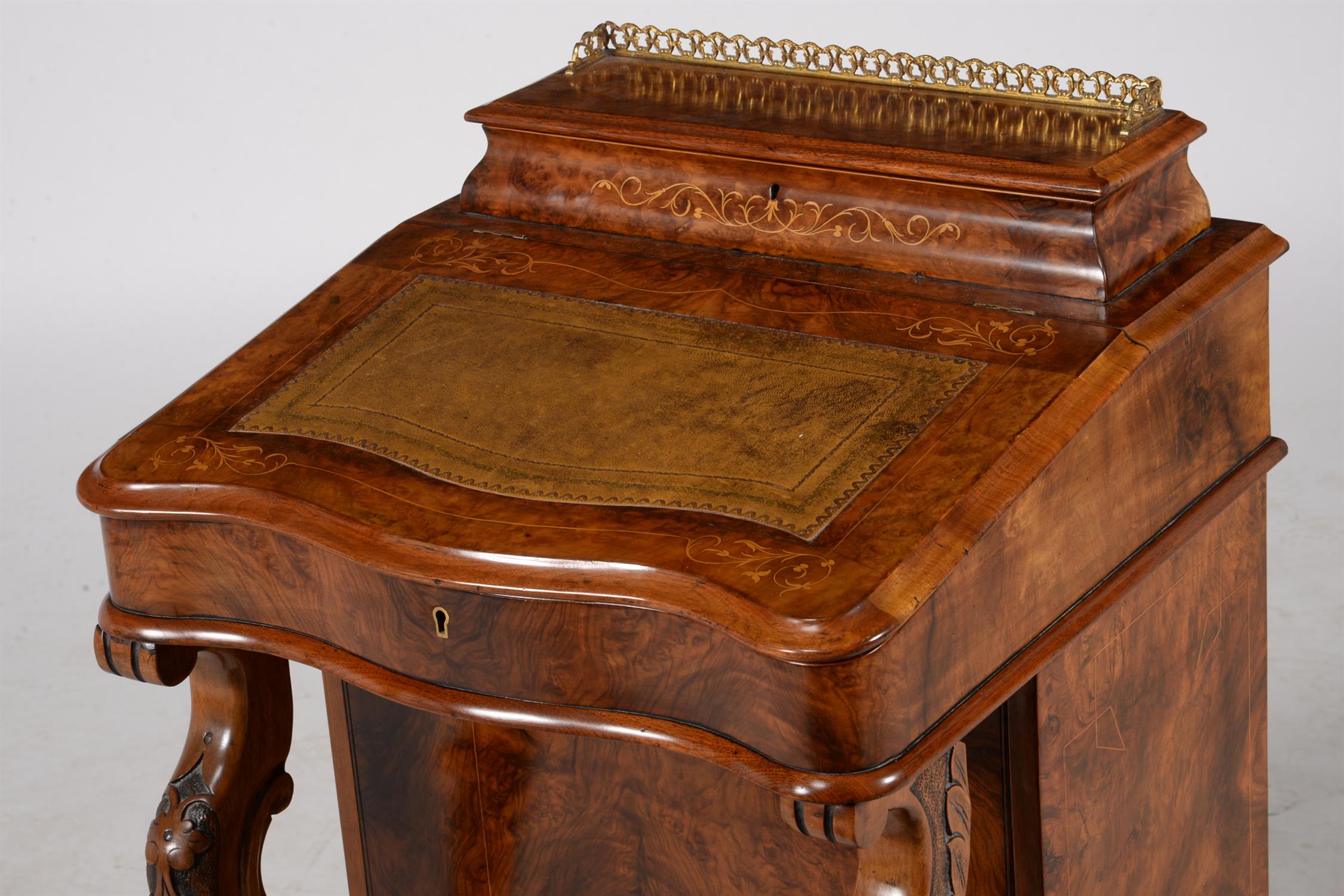 A Victorian walnut and inlaid Davenport - Image 2 of 7