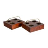 A pair of George III mahogany and brass mounted decanter carriers