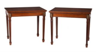 Of Royal interest, a pair of mahogany side tables
