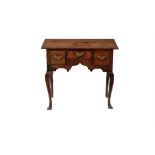 A George II oak and walnut crossbanded side table