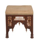 A beech stool, retailed by Liberty & Co.,