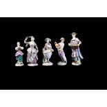 A group of five Meissen figures