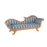 A Northern European satin birch chaise lounge