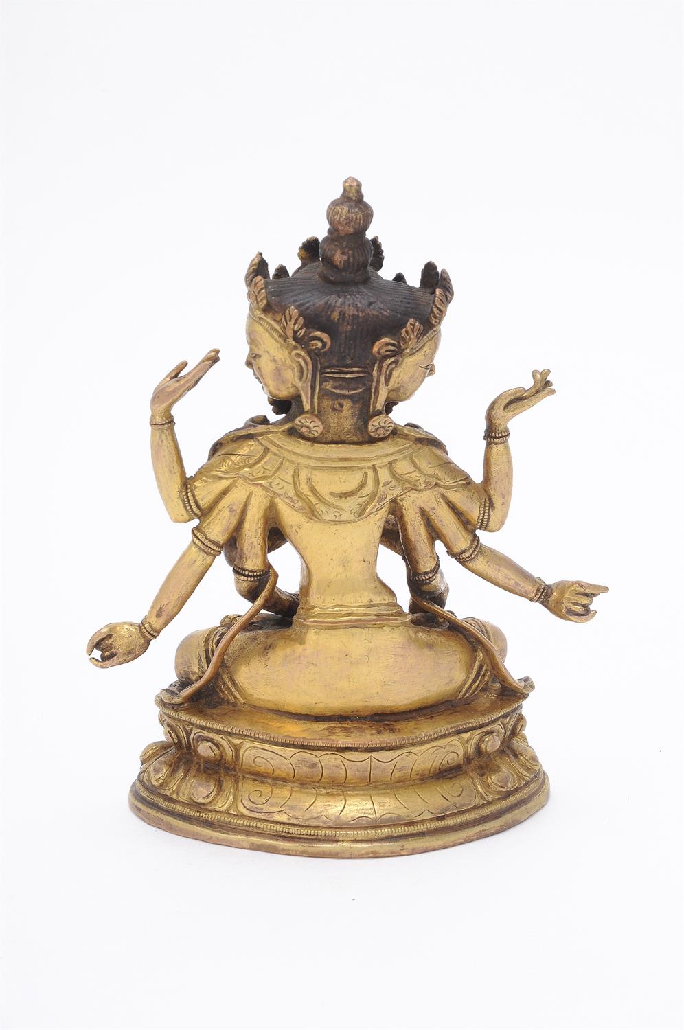 A Sino-Tibetan gilt-bronze eight-armed goddess - Image 4 of 5