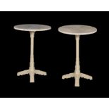 A pair of Art Deco marble and cast iron occasional tables