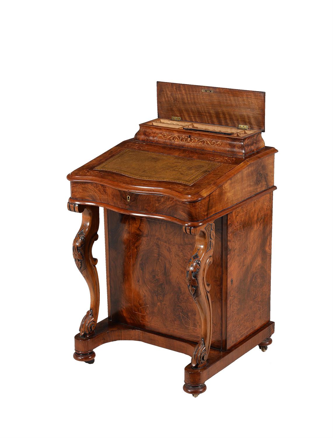 A Victorian walnut and inlaid Davenport - Image 4 of 7