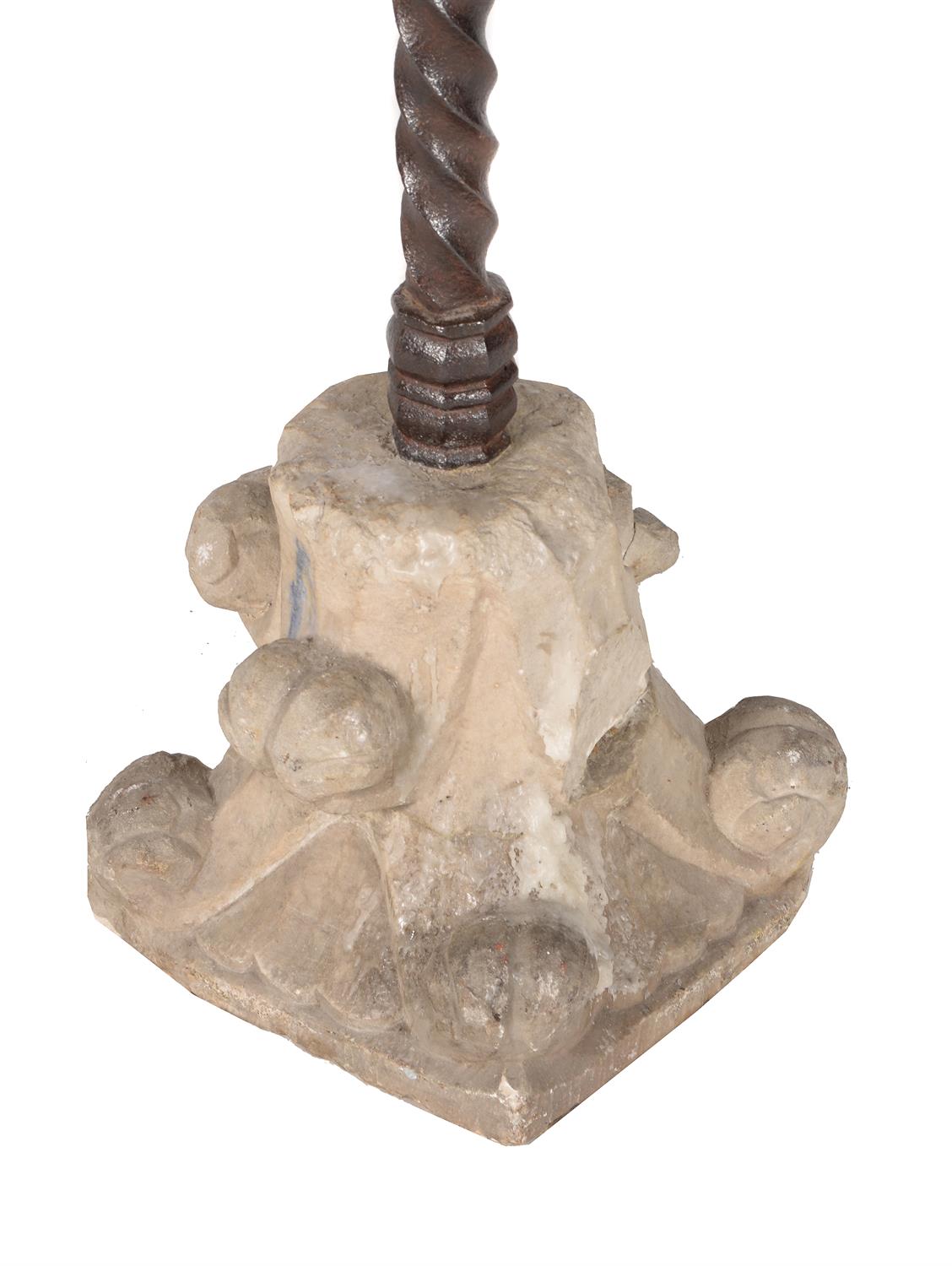 A Continental iron and limestone pricket candlestick - Image 2 of 3