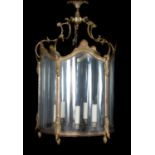 A brass and glazed hall lantern in George III style