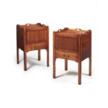 A pair of fruitwood bedside night commodes in George III style