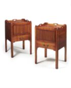 A pair of fruitwood bedside night commodes in George III style