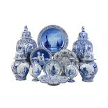 A mixed selection of later blue and white Dutch Delft