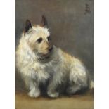 British School (19th/20th century), White terrier, seated; Black terrier, seated, a pair