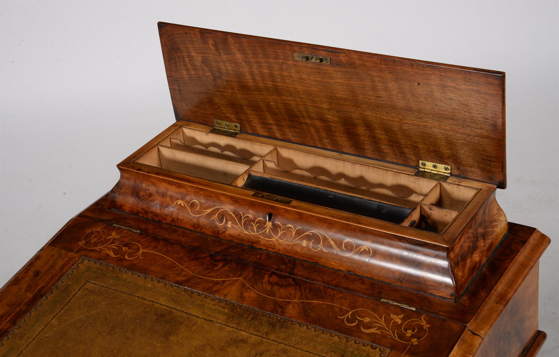 A Victorian walnut and inlaid Davenport - Image 3 of 7