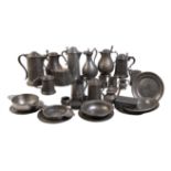 A large collection of approximately thirty items of pewter