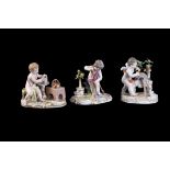 Three Meissen figures of putti or cherubs