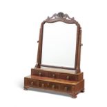 A mahogany and inlaid dressing mirror