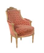 A giltwood armchair in Louis XVI style