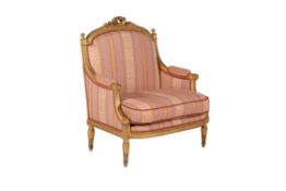 A giltwood 'marquise' armchair in Louis XVI style