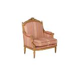 A giltwood 'marquise' armchair in Louis XVI style