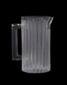 Lalique, Cristal Lalique, Jaffa, a modern clear and frosted glass pitcher