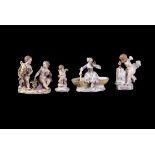 A miscellaneous selection of Meissen groups and figures