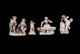 A miscellaneous selection of Meissen groups and figures