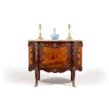 A French mahogany, marquetry and gilt metal mounted commode