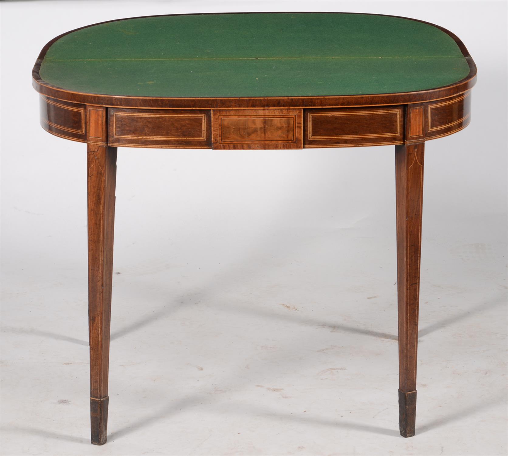 Y A George III mahogany, rosewood and satinwood crossbanded folding card table - Image 2 of 2