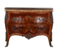 Y A French kingwood and marquetry inlaid commode