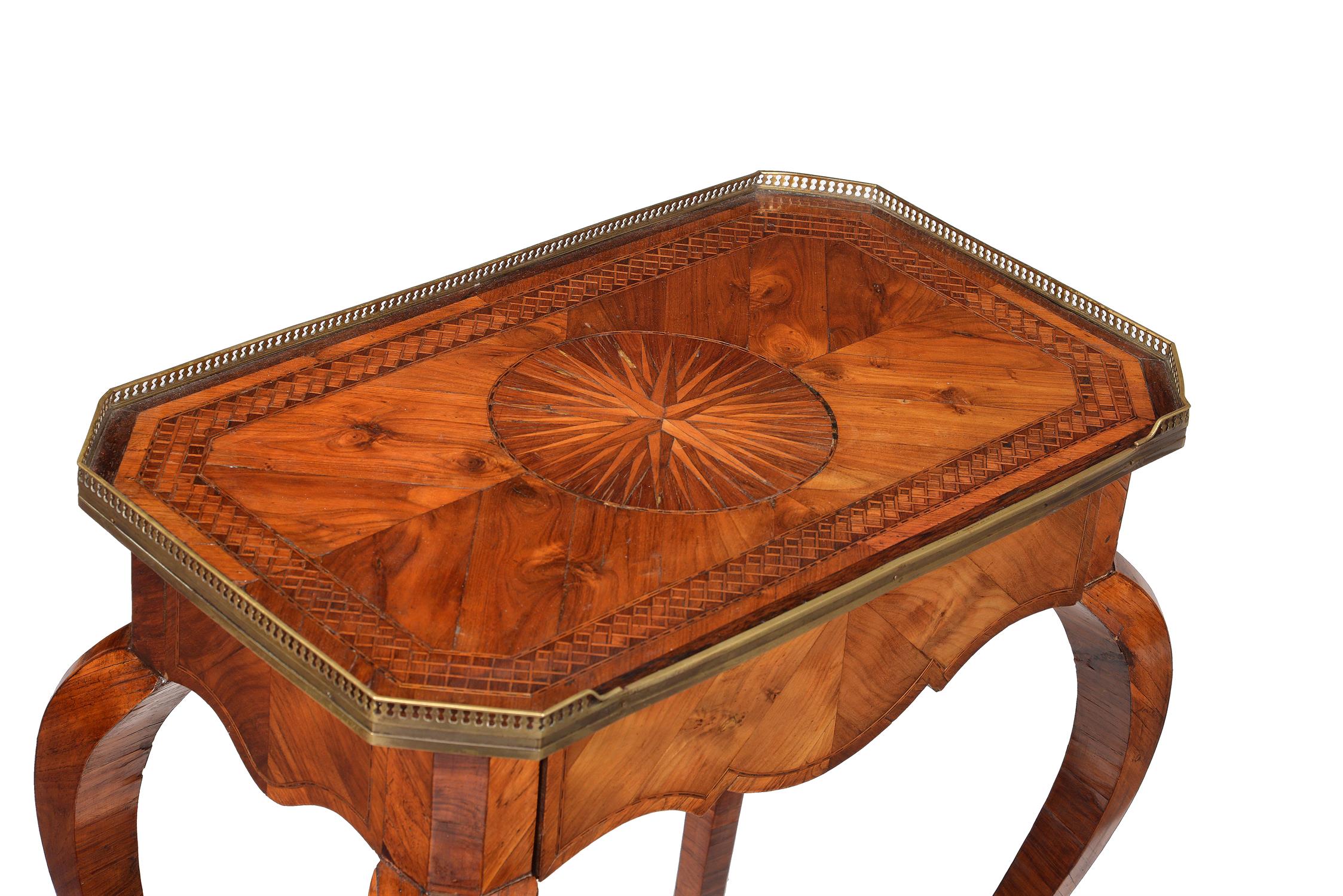 French walnut and parquetry side table - Image 2 of 2
