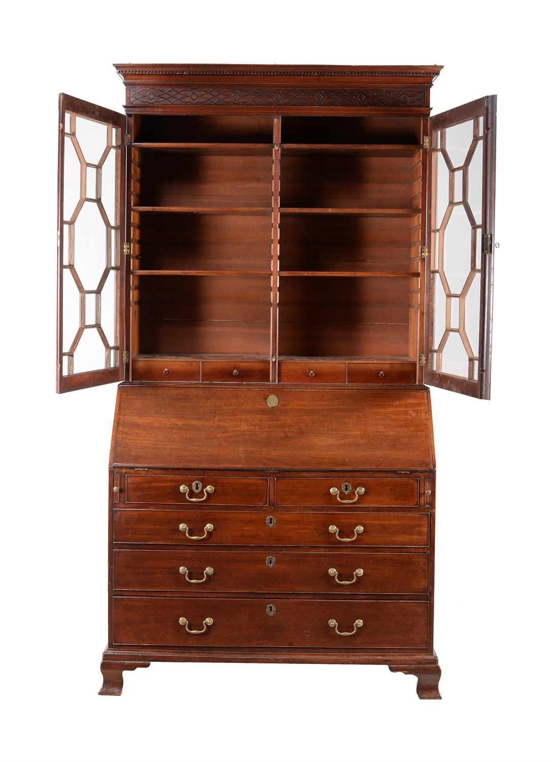 A George III mahogany bureau bookcase - Image 5 of 6