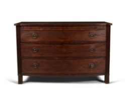 A Regency mahogany bowfront chest of drawers or commode