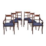 A set of six mahogany dining chairs