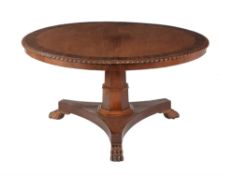 A Regency mahogany and exotic hardwood crossbanded centre table