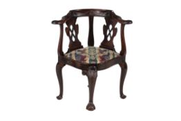 A mahogany corner chair