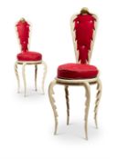 A PAIR OF PAINTED METAL SURREALIST SIDE CHAIRS, BY SERGE ROCHE