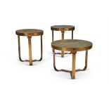 A COLLECTION OF THREE STEEL AND FAUX SHAGREEN OCCASIONAL TABLES
