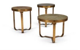 A COLLECTION OF THREE STEEL AND FAUX SHAGREEN OCCASIONAL TABLES