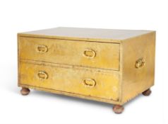 A STUDDED BRASS CHEST OF TWO DRAWERS, BY SARREID LTD