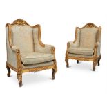 A PAIR OF FRENCH GILTWOOD AND COMPOSITION ARMCHAIRS