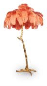 A 'MANDARIN' RESIN AND OSTRICH FEATHER FLOOR LAMP, BY A MODERN GRAND TOUR