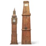 AN OAK AND PARCEL GILT SCALE MODEL OF THE CLOCK TOWER AT THE PALACE OF WESTMINSTER