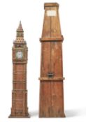 AN OAK AND PARCEL GILT SCALE MODEL OF THE CLOCK TOWER AT THE PALACE OF WESTMINSTER