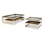 A GRADUATED PAIR OF CANTILEVER COFFEE TABLES, POSSIBLY ITALIAN, 1970S